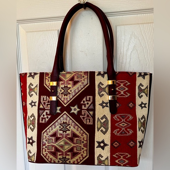 Handbags - NEW UNIQUE Faux Leather & Material Multicolor shoulder bag purchased Macedonia